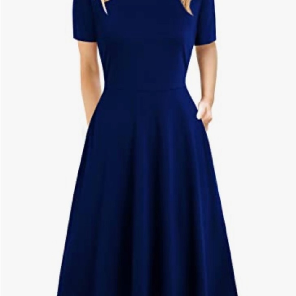 Elegant Navy Blue Midi Dress